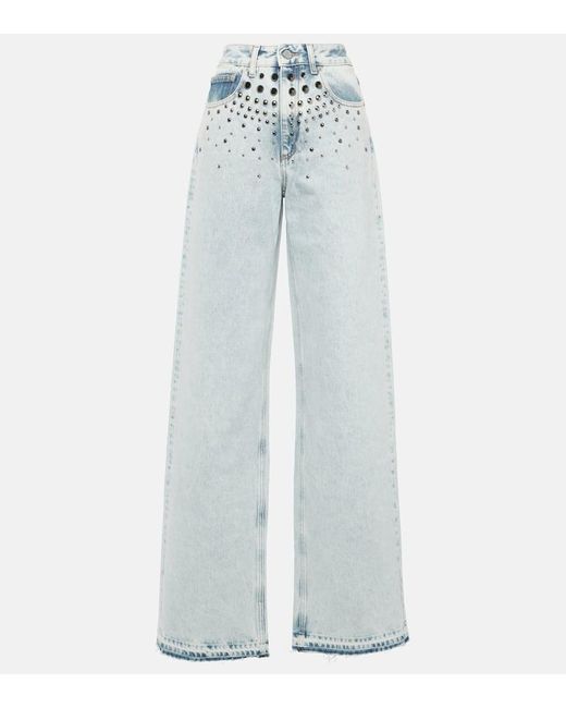 Jeans regular con decorazioni di Alessandra Rich in Blue