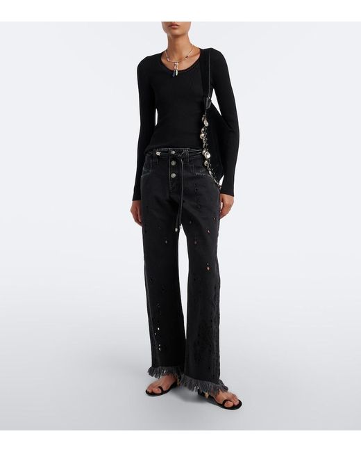 Isabel Marant Black Selenie Ribbed-Knit Silk And Cotton Sweater
