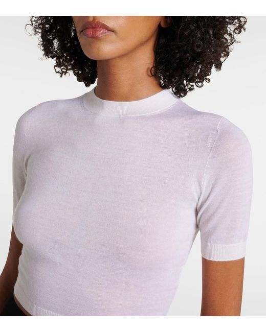 Alaïa White Cropped Cashmere Top