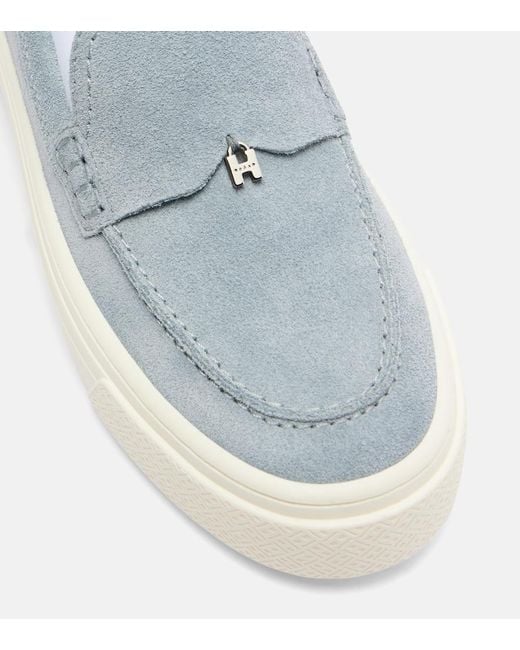 Hogan Blue H705 Suede Platform Loafers