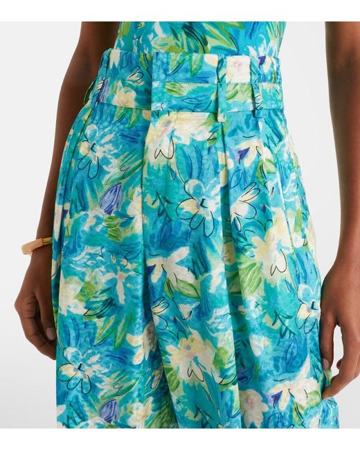 Chloé Blue Floral Silk Balloon Pants