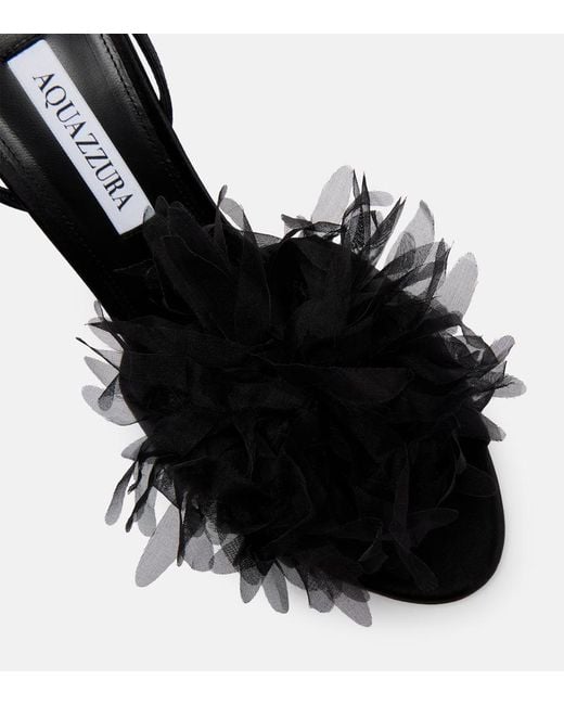 Aquazzura Black Poeme 105 Satin Slingback Sandals