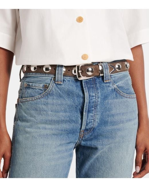 Khaite Brown Benny Studded Leather Belt
