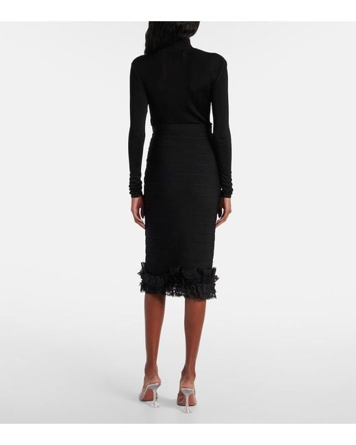 Self-Portrait Black X Christopher Kane Lace-Trimmed Midi Skirt