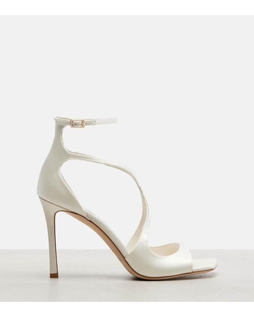 Jimmy Choo White Sandalen Azia 95 Aus Satin