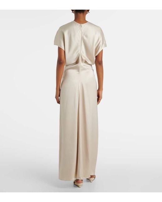 Totême  Natural Bridal Slouch Draped Satin Maxi Dress