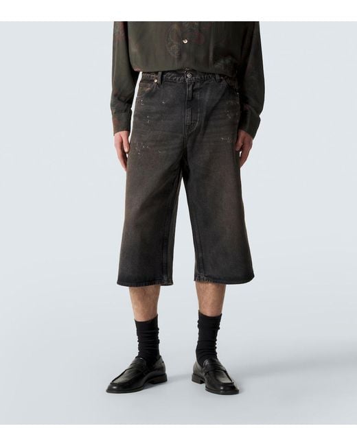 Our Legacy Gray Capri Cut Distressed Shorts for men