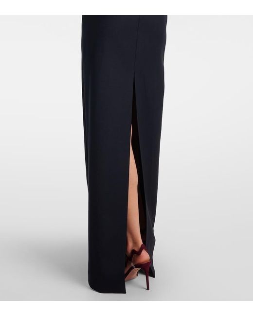 David Koma Blue Off-Shoulder Wool-Blend Bustier Gown