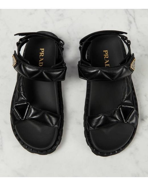 Prada Black Sandalen Fussbett Aus Leder