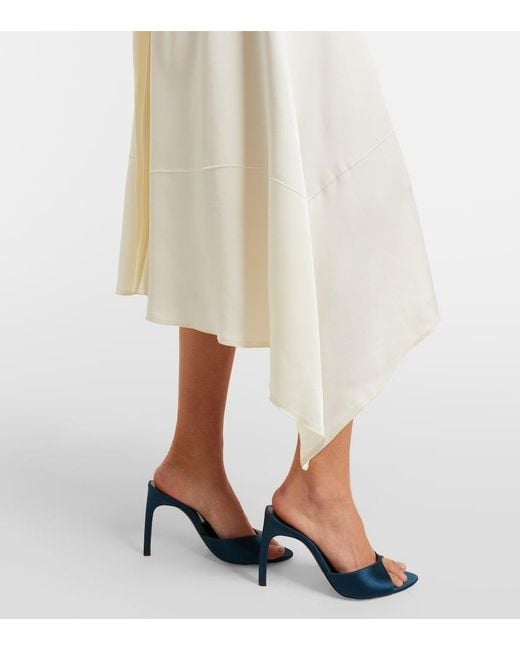 Victoria Beckham White Asymmetric Crepe Satin Midi Dress