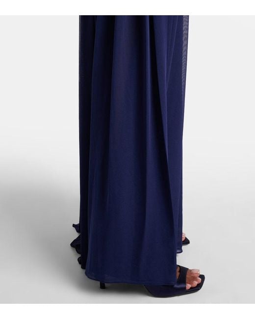 Christopher Esber Blue Orion Ruched Halterneck Gown