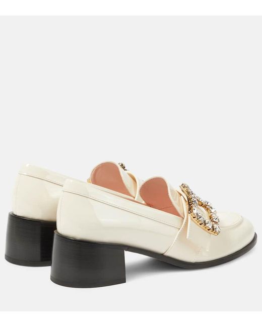 Roger Vivier White Viv' Rangers Patent Leather Loafer Pumps