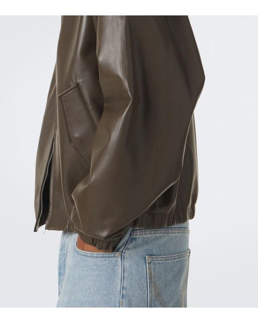 Bottega Veneta Green Intrecciato Leather Blouson Jacket for men