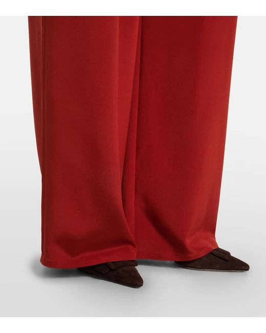 Max Mara Orange Palude Silk-Blend Crepe Wide-Leg Pants