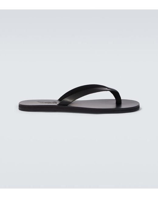 Ancient Greek Sandals Black Solon Leather Thong Sandals for men