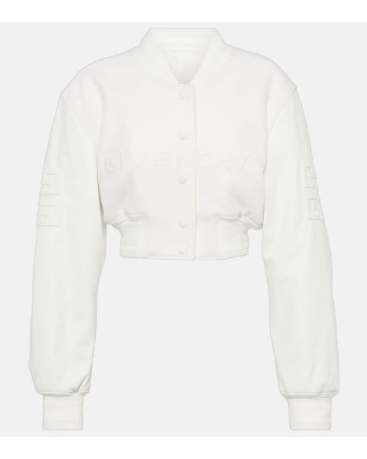Givenchy White Cropped-Bomberjacke aus einem Wollgemisch
