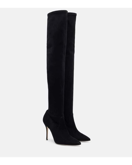 Manolo Blahnik Black Overknee-Stiefel Pascalarehi 105