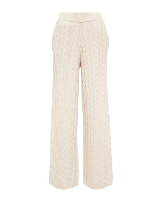 JOSEPH Wool Cable-knit Wide-leg Sweatpants in Ivory (White) | Lyst