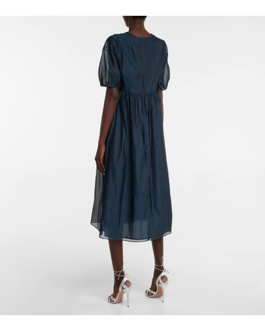 Max Mara Blue Fatoso Silk-blend Midi Dress