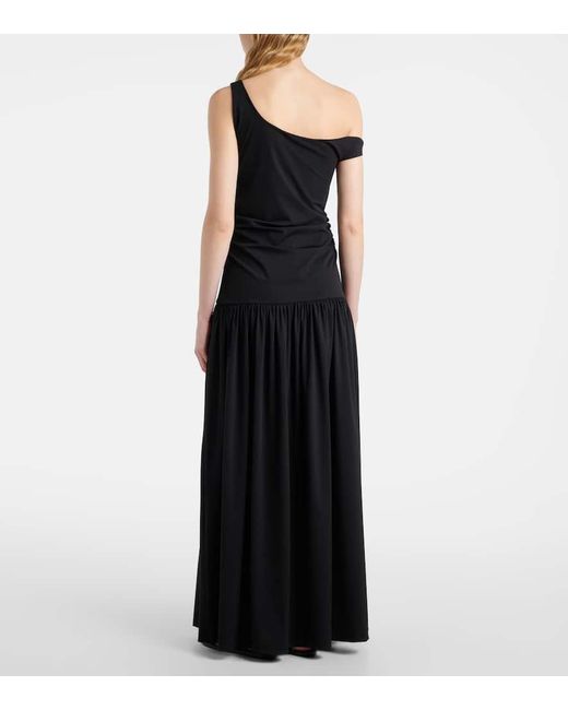 Rohe Black One-Shoulder Plisse Maxi Dress