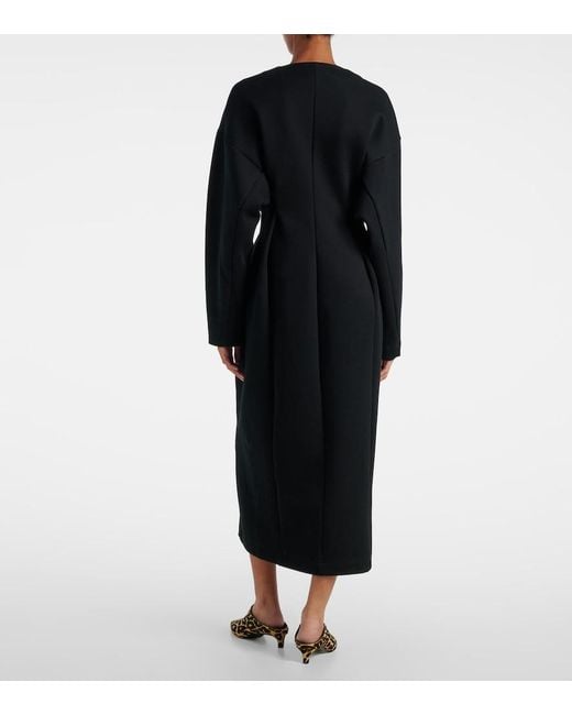 Plan C Black Cotton-Blend Midi Dress