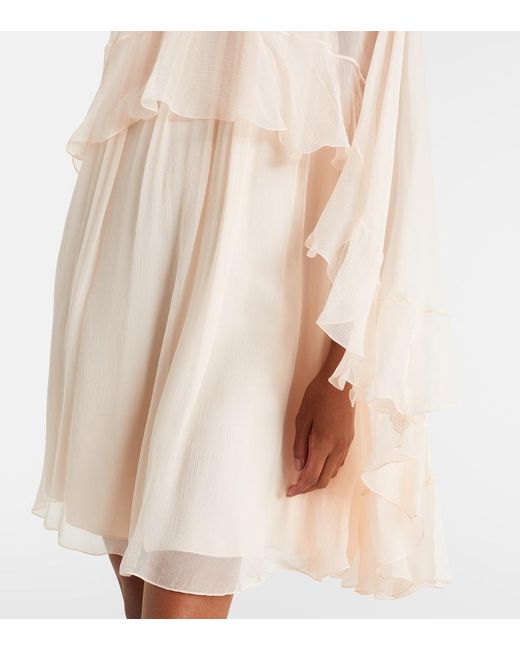 Chloé Natural Ruffled Silk Minidress