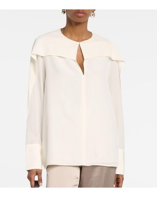 Blouse Balard En Crepe De Chine De Soie Joseph en coloris White