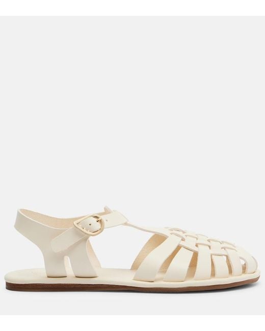 Ancient Greek Sandals Natural Karina Leather Fisherman Sandals