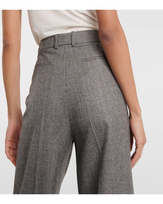 Pantalon ample en laine a carreaux Saint Laurent en coloris Gray