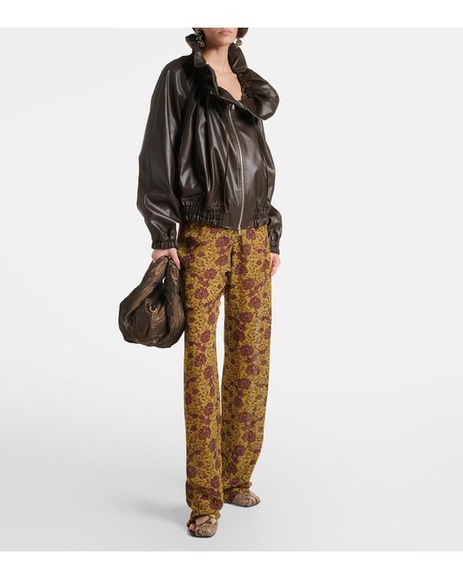 Dries Van Noten Black Cocoon Gathered Satin Blouson