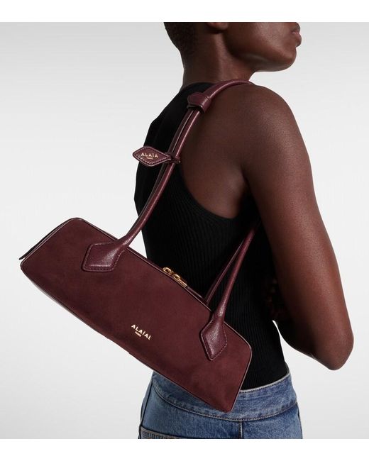Alaïa Red Le Teckel Small Suede Shoulder Bag