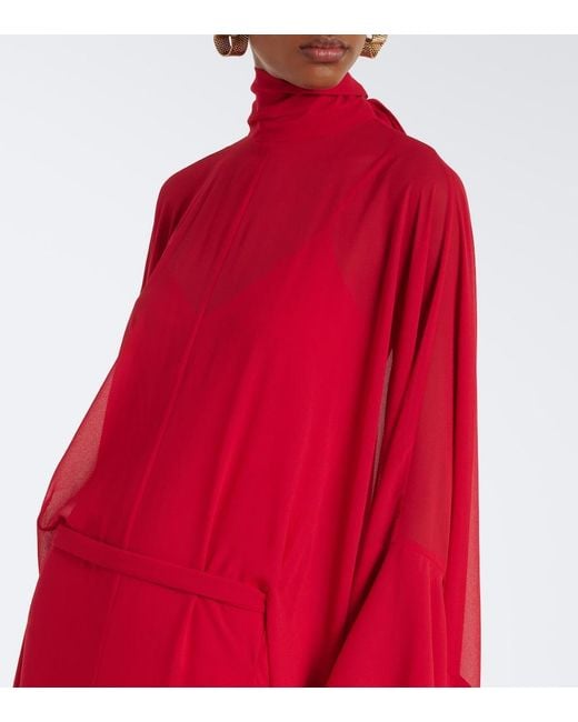 De La Vali Red Socorro Chiffon Maxi Dress