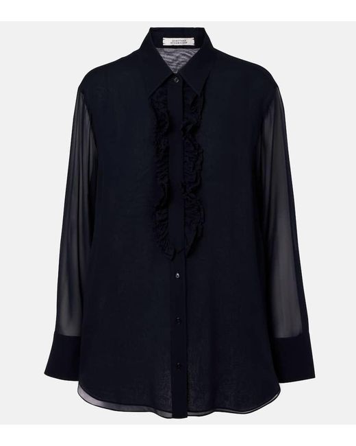 Dorothee Schumacher Blue Sheer Dreams Silk Chiffon Blouse