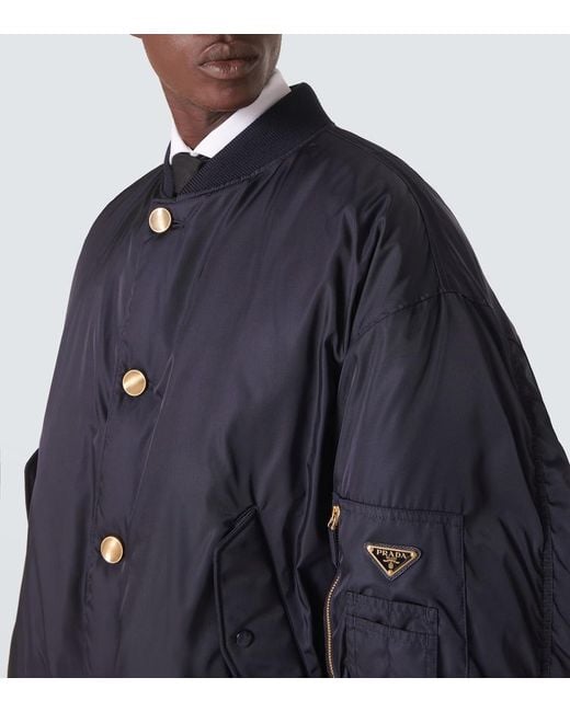 Prada Blue Re-Nylon Bomber Jacket for men
