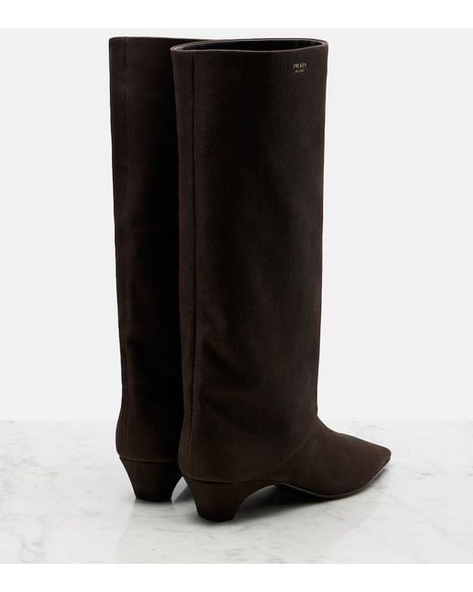 Prada Black Leather Knee-High Boots