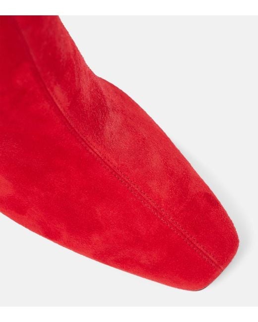 Aquazzura Red Amore 95 Suede Ankle Boots