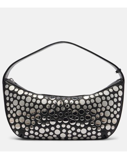 Staud Black Demy Small Studded Leather Shoulder Bag