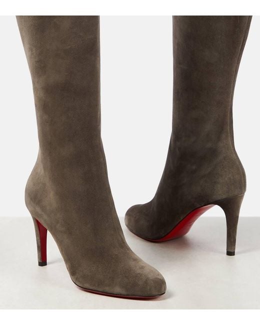 Christian Louboutin Brown Stiefel Pumppie Botta Aus Veloursleder
