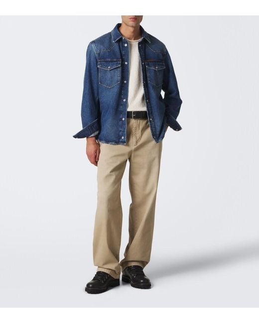 Moncler Blue Denim Western Shirt for men