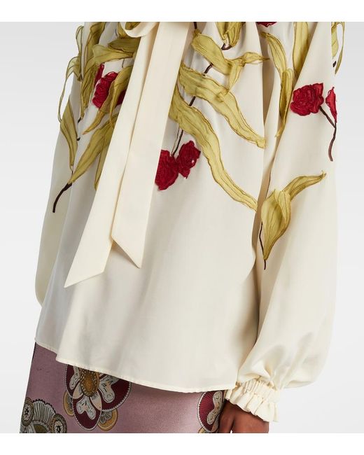 Blusa Cerere De Seda Bordada LaDoubleJ de color White