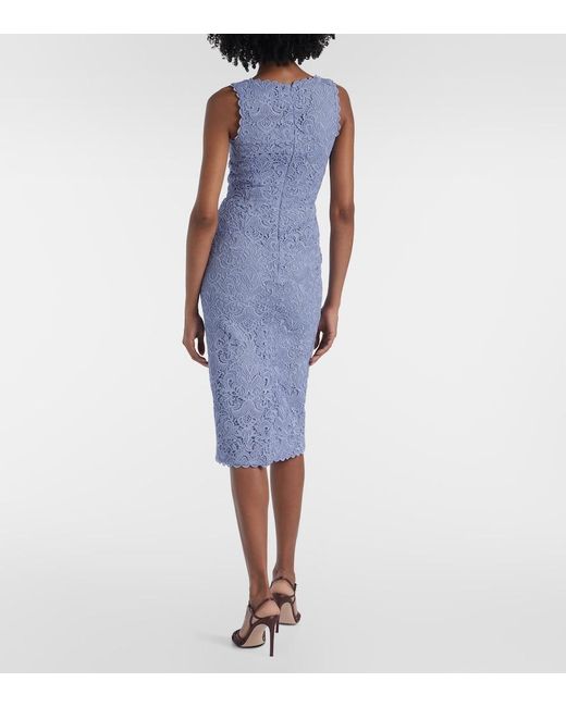 Etro Blue Macrame Scalloped Midi Dress