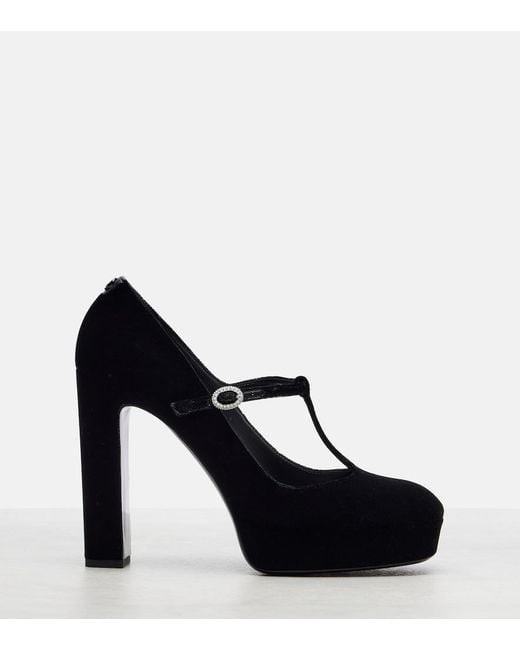 Jimmy Choo Black Marene 120 Velvet Mary Jane Pumps