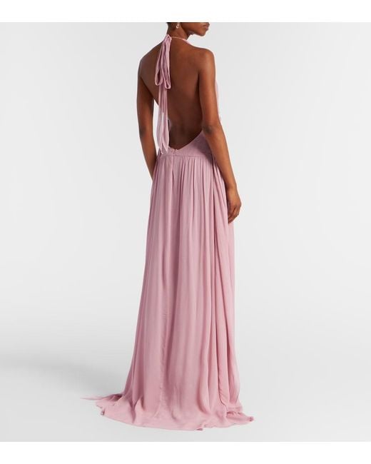 Blumarine Pink Ruffled Georgette Gown