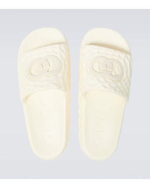 Gucci White Slides With Logo, for men