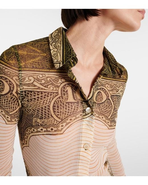 Jean Paul Gaultier White Printed Mesh Shirt