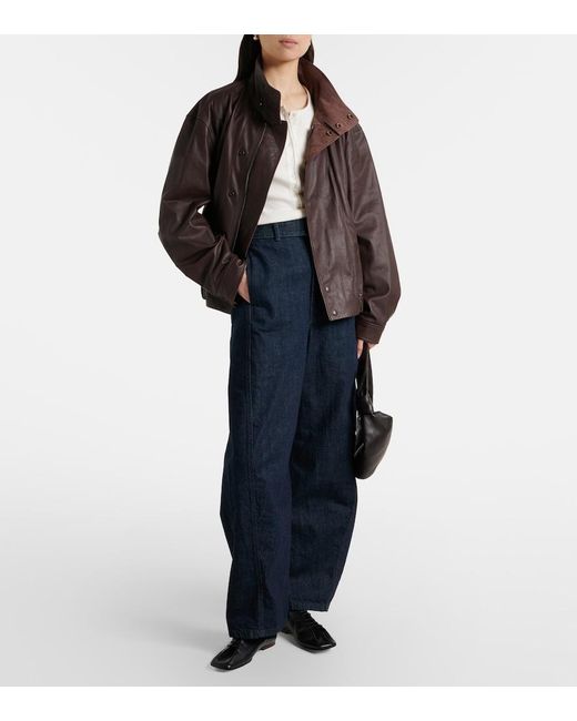 Lemaire Brown Leather Blouson Jacket