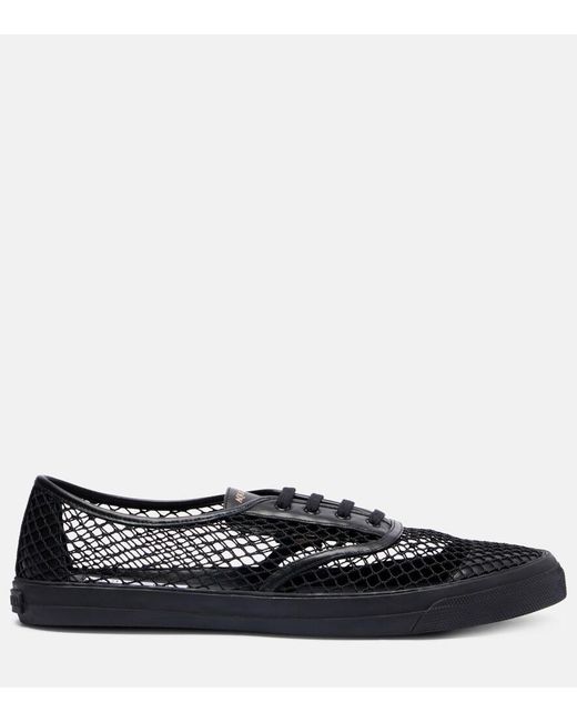 Aquazzura Black Minimalist Mesh Leather-Trimmed Sneakers