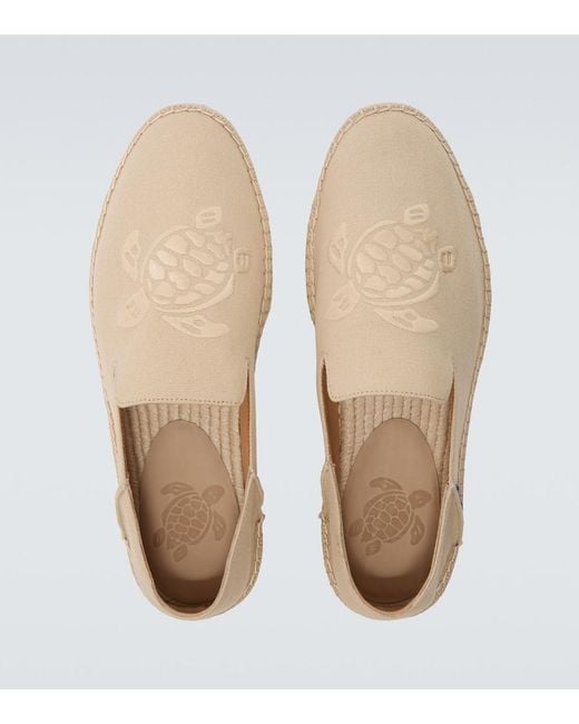 Vilebrequin Natural Embroidered Canvas Espadrilles for men