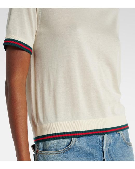 Gucci White Cashmere And Silk Top