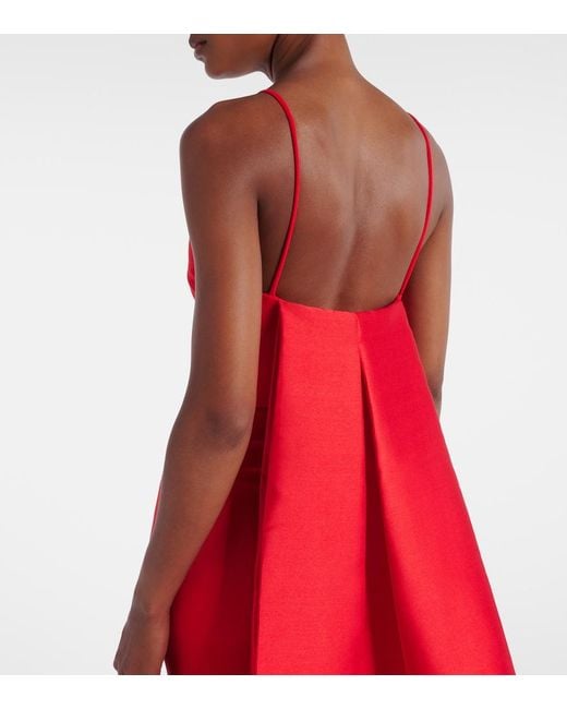 Solace London Red Ulla Caped Crepe And Satin Gown